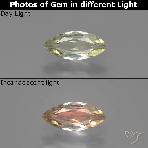 0.67ct Натуральный Очень светло-желтый Диаспора, меняющая цвет, Маркиза, Чистота VS