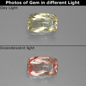 0.78 карата, натуральный Зеленый/Розовый Диаспора, меняющая цвет, Подушка Крой, VS-SI