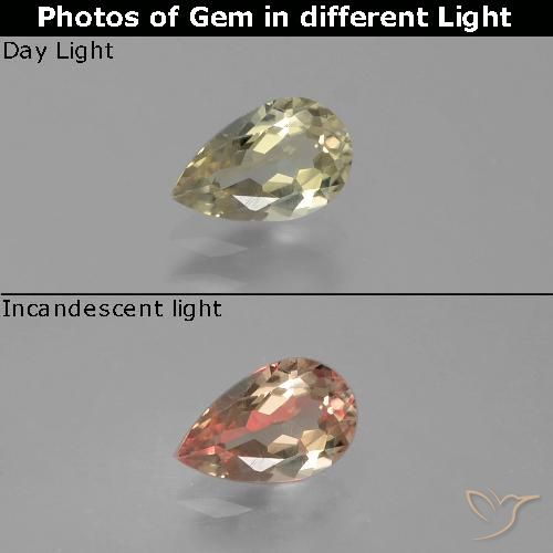 0.74ct Натуральный Коричневато-желтый Диаспора, меняющая цвет, Форма груши, VVS-VS