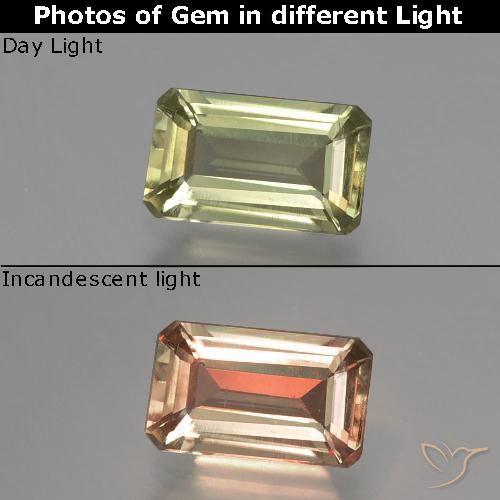 1.03ct Натуральный Светло-желтый Диаспора, меняющая цвет, Изумрудная огранка, Чистота VS