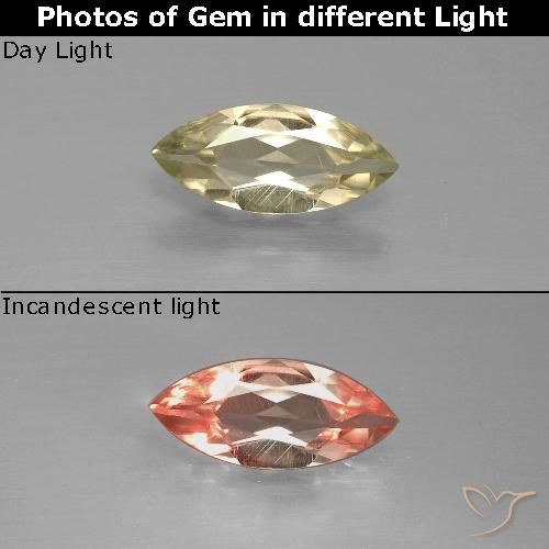 0.90ct Натуральный Теплый желтый Диаспора, меняющая цвет, Маркиза, VVS-VS