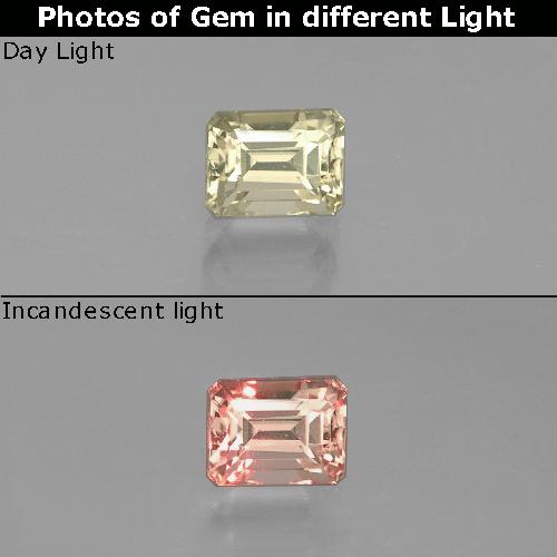 0.83 карата, натуральный Светло-желтый Диаспора, меняющая цвет, Изумрудная огранка, VVS-VS