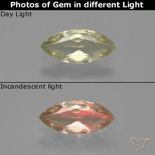 0.81ct Натуральный Желтый бежевый Диаспора, меняющая цвет, Маркиза, Чистота VS