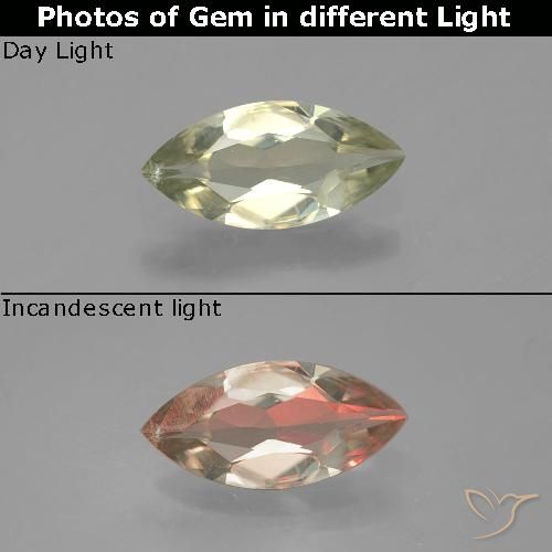 0.73ct Натуральный Коричневато-желтый Диаспора, меняющая цвет, Маркиза, VVS-VS
