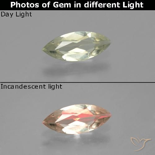 0.57ct Натуральный Очень светло-желтый Диаспора, меняющая цвет, Маркиза, VVS-VS