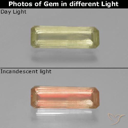 1.27ct Натуральный Желтый бежевый Диаспора, меняющая цвет, Изумрудная огранка, SI