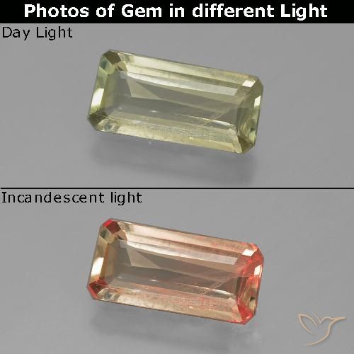 1.10ct Натуральный Желтый бежевый Диаспора, меняющая цвет, Изумрудная огранка, VS-SI
