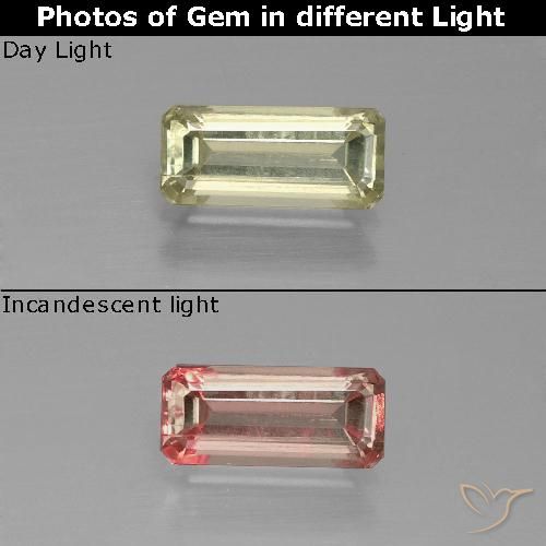 1.22ct Натуральный Палевый Диаспора, меняющая цвет, Изумрудная огранка, VS-SI