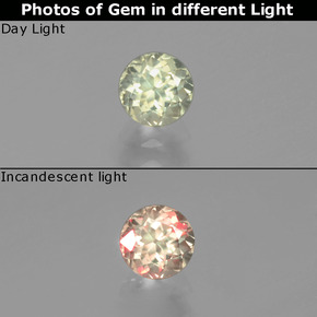 0.63 карата, натуральный Палевый Диаспора, меняющая цвет, Огранка Круг, Чистота VS