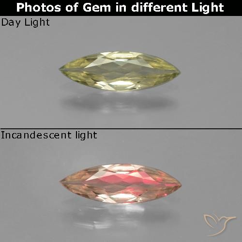 0.72ct Натуральный Коричневато-желтый Диаспора, меняющая цвет, Маркиза, VVS-VS