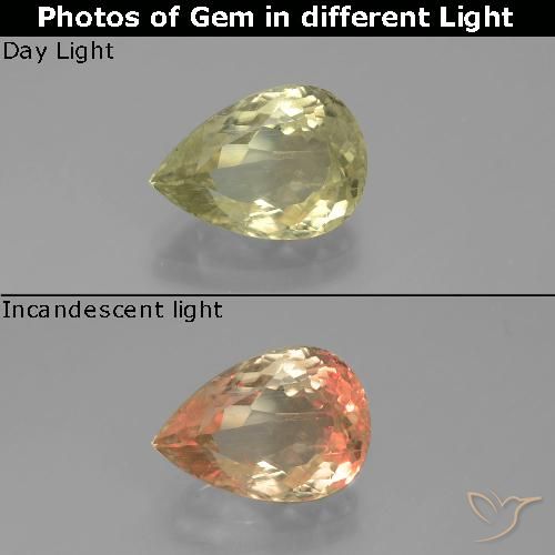 3.24ct Натуральный Очень бледно-желтый Диаспора, меняющая цвет, Форма груши, VS-SI