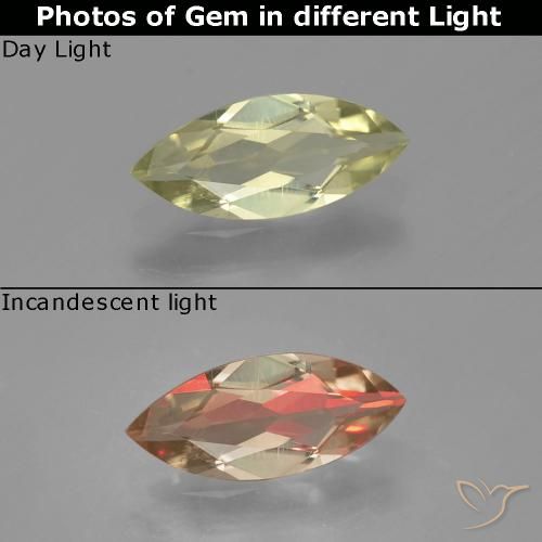 0.93ct Натуральный Очень светло-желтый Диаспора, меняющая цвет, Маркиза, Чистота VS