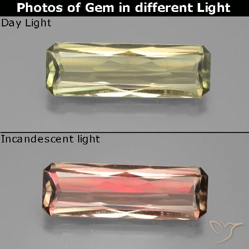 6.71ct Натуральный Светло-желтый зеленый Диаспора, меняющая цвет, Изумрудная огранка, Чистота VS