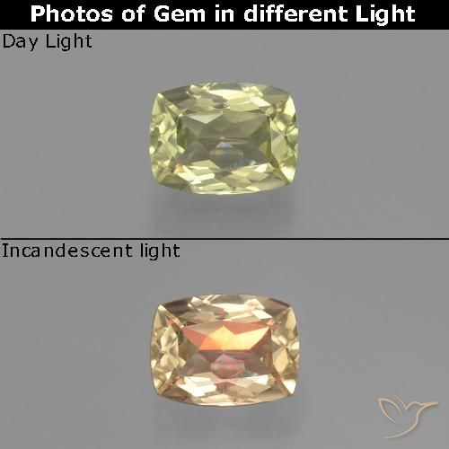 0.83ct Натуральный Очень бледно-желтый Диаспора, меняющая цвет, Подушка, Чистота VVS