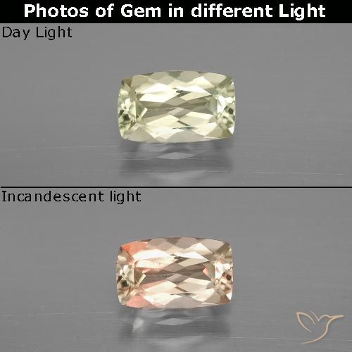 1.16ct Натуральный Очень светло-желтый Диаспора, меняющая цвет, Подушка, VVS-VS