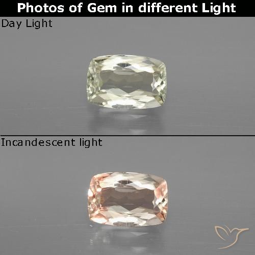 1.10ct Натуральный Светло-желтый Диаспора, меняющая цвет, Подушка, Чистота VS
