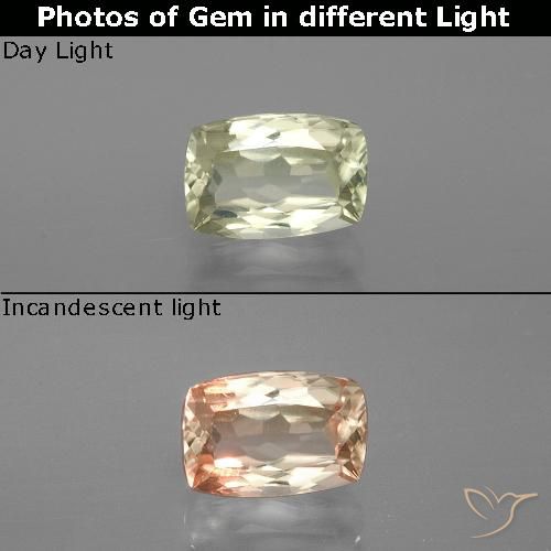 1.19ct Натуральный Очень светло-желтый Диаспора, меняющая цвет, Подушка, Чистота VVS
