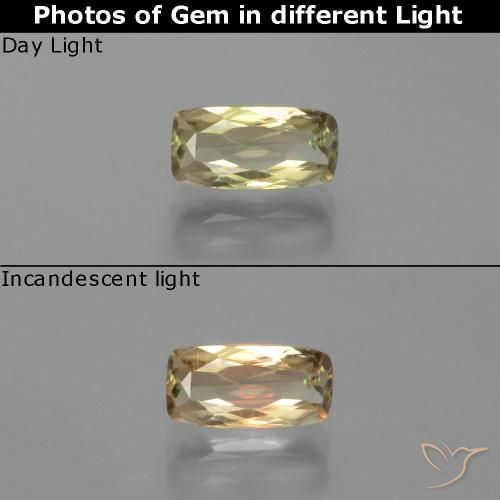 1.70ct Натуральный Светло-желтый Диаспора, меняющая цвет, Подушка, Чистота VS
