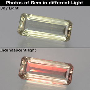 1.62 карата, натуральный Очень светло-желтый Диаспора, меняющая цвет, Изумрудная огранка, VS-SI