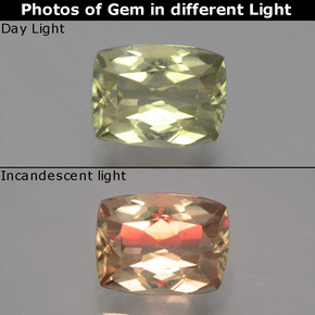 1.66 карата, натуральный Зеленый/Розовый Диаспора, меняющая цвет, Подушка Крой, VVS-VS