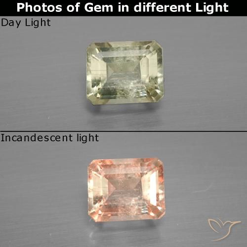 0.88ct Натуральный Светло-желтый Диаспора, меняющая цвет, Изумрудная огранка, SI