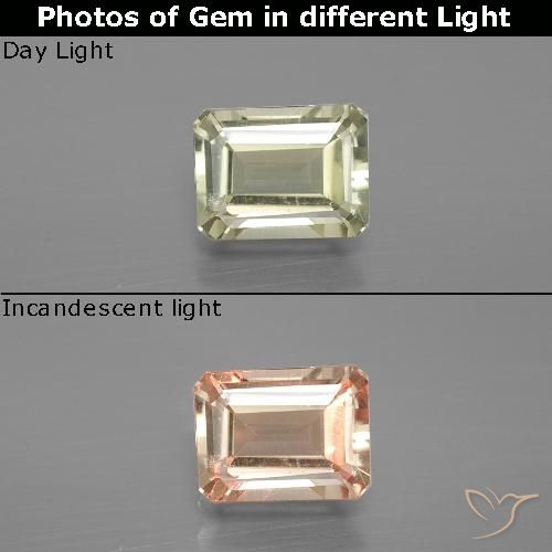 1.09ct Натуральный Светло-желтый Диаспора, меняющая цвет, Изумрудная огранка, VS-SI