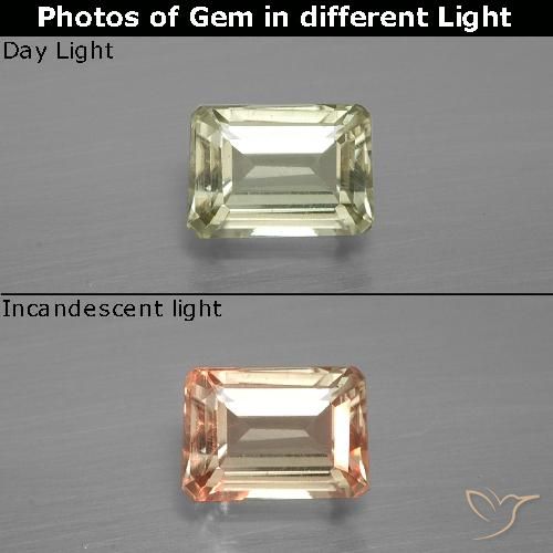 1.01ct Натуральный Светло-желтый Диаспора, меняющая цвет, Изумрудная огранка, Чистота VS