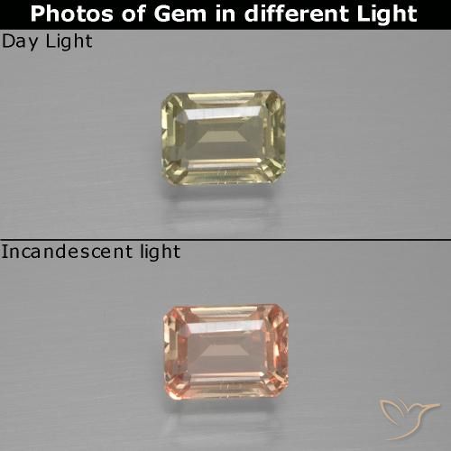 1.23ct Натуральный Коричневато-желтый Диаспора, меняющая цвет, Изумрудная огранка, Чистота VS