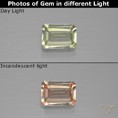 0.86ct Натуральный Коричневато-желтый Диаспора, меняющая цвет, Изумрудная огранка, VVS-VS