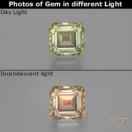 1.12ct Натуральный Очень светло-желтый Диаспора, меняющая цвет, Изумрудная огранка, Чистота VS