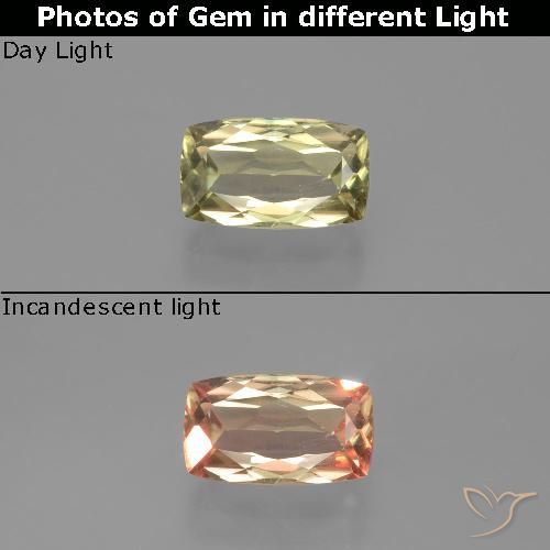 1.37ct Натуральный Очень бледно-желтый Диаспора, меняющая цвет, Подушка, Чистота VS