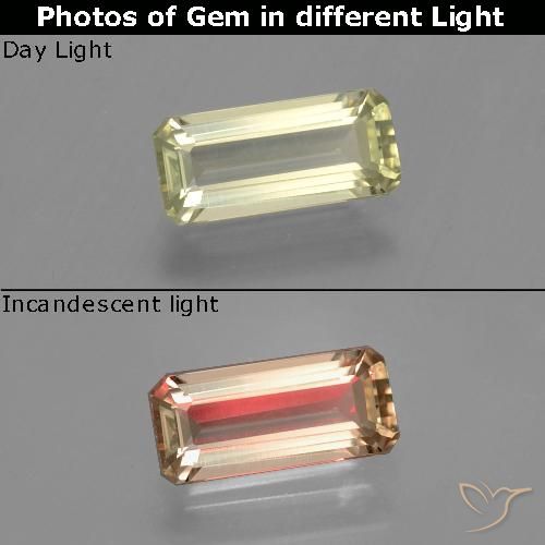 1.22ct Натуральный Землисто-желтый Диаспора, меняющая цвет, Изумрудная огранка, VVS-VS