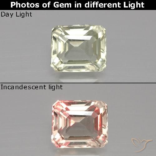 1.19ct Натуральный Светло-желтый зеленый Диаспора, меняющая цвет, Изумрудная огранка, VVS-VS