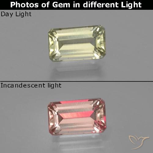 1.12ct Натуральный Светло-желтый зеленый Диаспора, меняющая цвет, Изумрудная огранка, Чистота VS