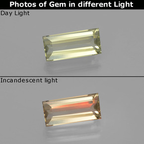 1.96 карата, натуральный От зеленого к розовому Диаспора, меняющая цвет, Огранка Багет, Чистота VVS