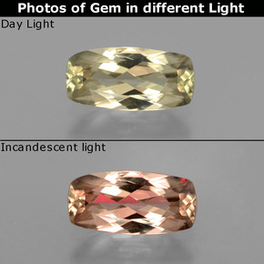 1.35 карата, натуральный Зеленый/Розовый Диаспора, меняющая цвет, Подушка Крой, VVS-VS