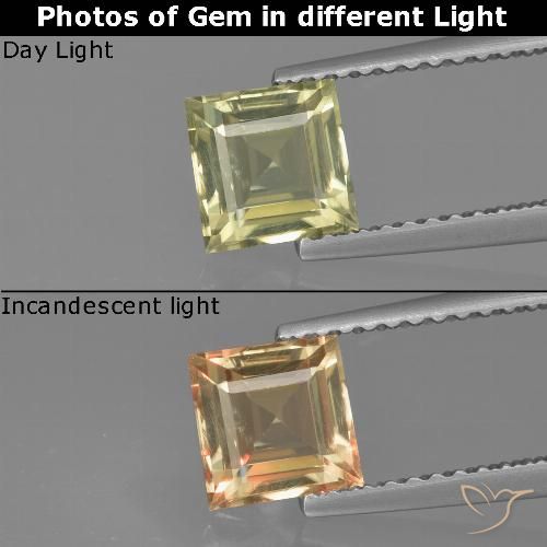 1.01ct Натуральный Палевый Диаспора, меняющая цвет, Квадрат, VVS-VS