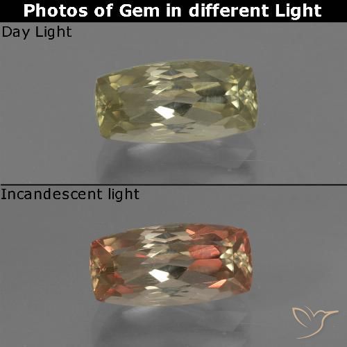 1.25ct Натуральный Коричневато-желтый Диаспора, меняющая цвет, Подушка, Чистота VS