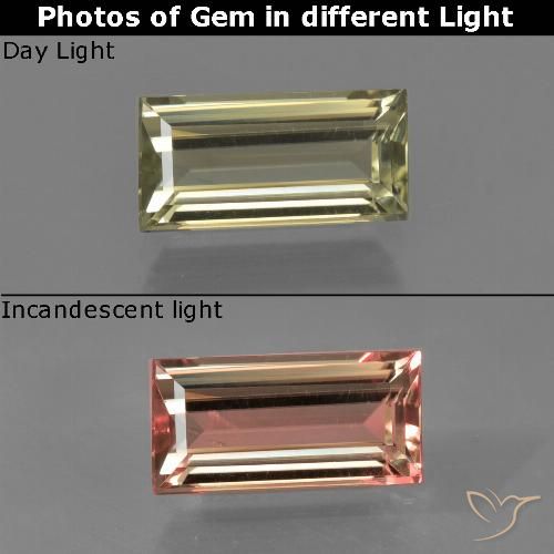 1.33ct Натуральный Коричневато-желтый Диаспора, меняющая цвет, Огранка Багет, Чистота VVS