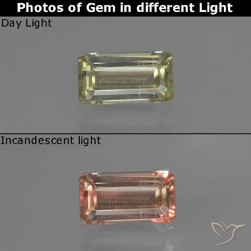 0.68ct Натуральный Палевый Диаспора, меняющая цвет, Изумрудная огранка, VVS-VS