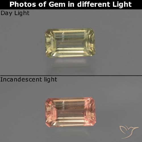 0.68ct Натуральный Теплый желтый Диаспора, меняющая цвет, Изумрудная огранка, VS-SI