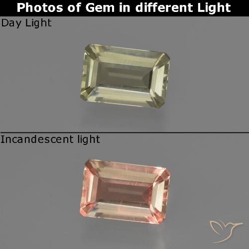0.62ct Натуральный Светло-желтый Диаспора, меняющая цвет, Изумрудная огранка, VVS-VS