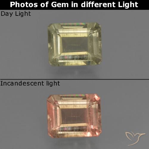 0.71ct Натуральный Коричневато-желтый Диаспора, меняющая цвет, Изумрудная огранка, VS-SI