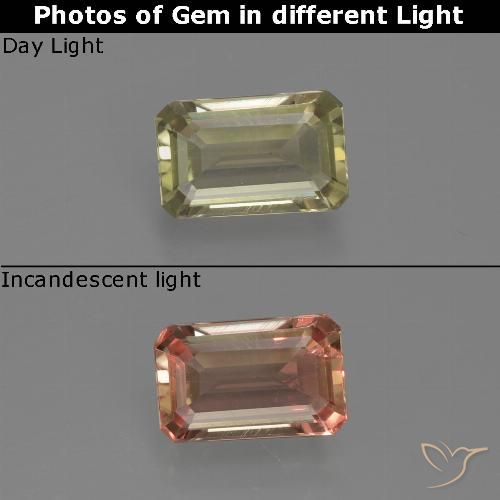 0.71ct Натуральный Светло-желтый Диаспора, меняющая цвет, Изумрудная огранка, Чистота VS