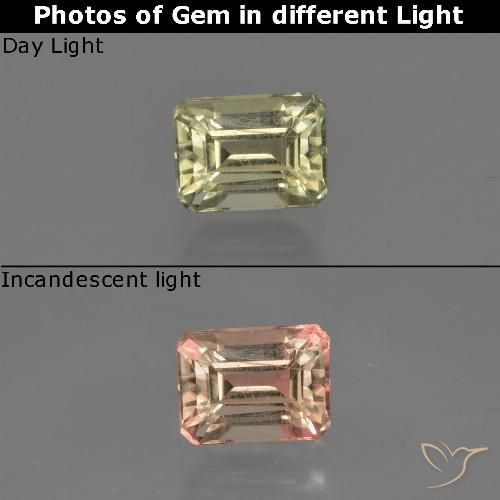 0.75ct Натуральный Светло-желтый Диаспора, меняющая цвет, Изумрудная огранка, VS-SI