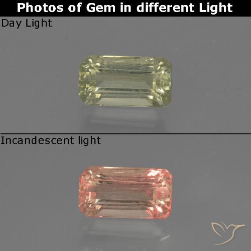 0.79ct Натуральный Коричневато-желтый Диаспора, меняющая цвет, Изумрудная огранка, VS-SI