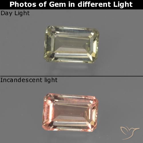 0.82ct Натуральный Средний желтый Диаспора, меняющая цвет, Изумрудная огранка, VVS-VS