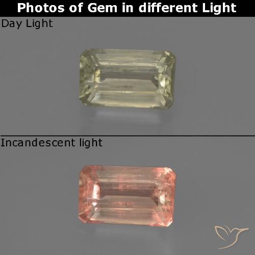 0.87ct Натуральный Светло-желтый Диаспора, меняющая цвет, Изумрудная огранка, SI
