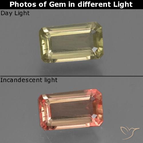 0.73ct Натуральный Коричневато-желтый Диаспора, меняющая цвет, Изумрудная огранка, Чистота VS