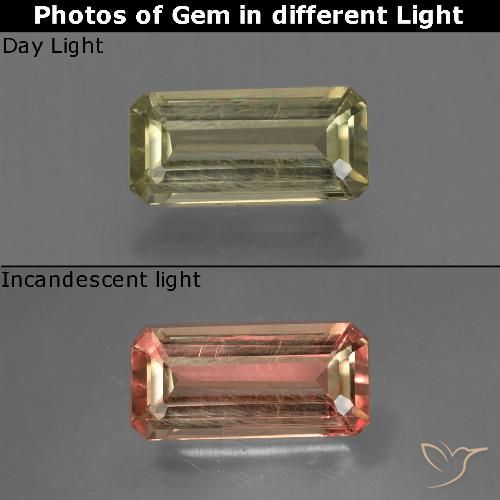 0.91ct Натуральный Средний желтый Диаспора, меняющая цвет, Изумрудная огранка, Чистота VS
